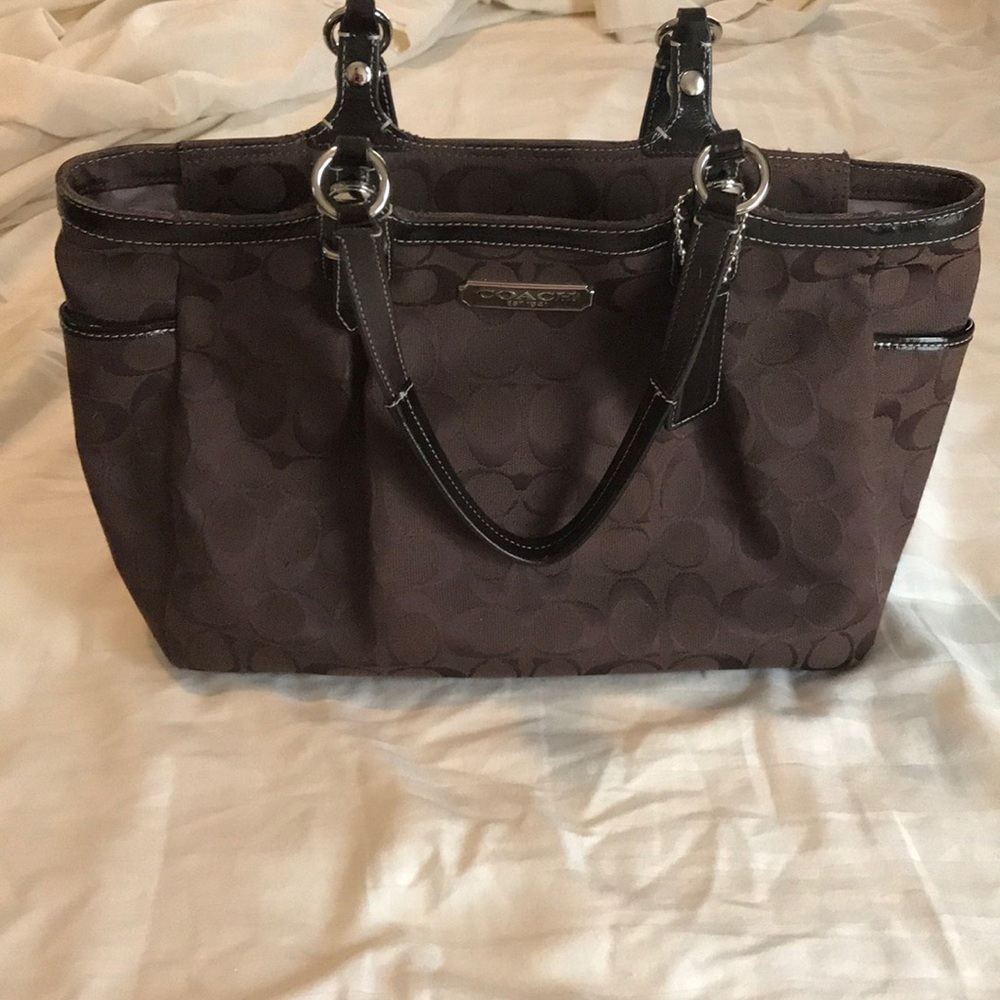 Chocolate BROWN signature fabric handbag